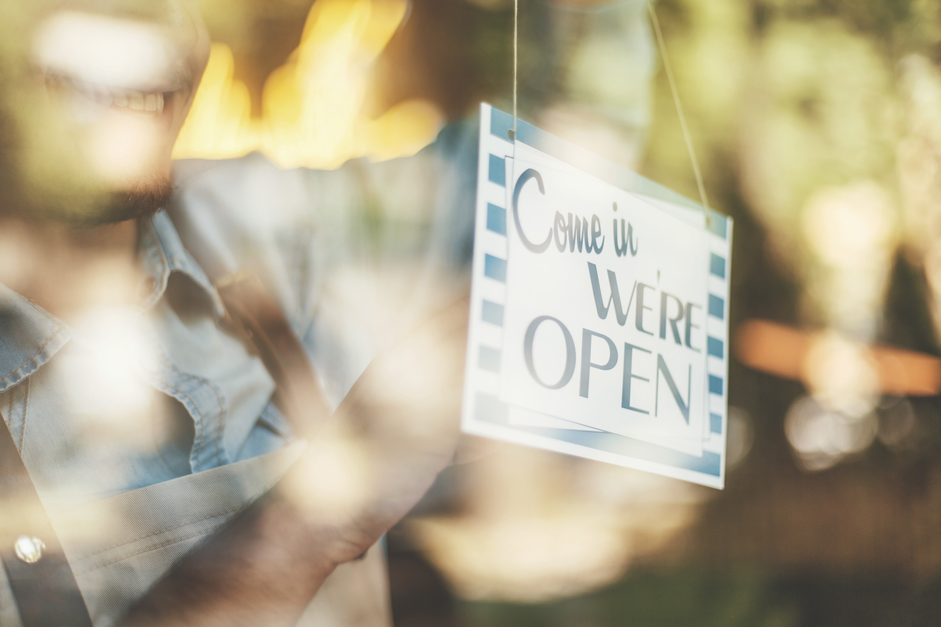 Placing open sign in window